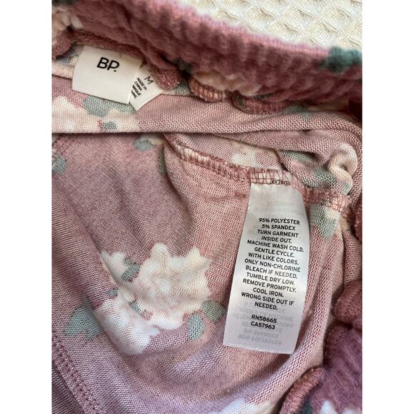 BP. By Nordstrom Floral Cozy Soft Pink Wide Leg Elastic Waist Lounge Pants Med - Picture 9 of 11